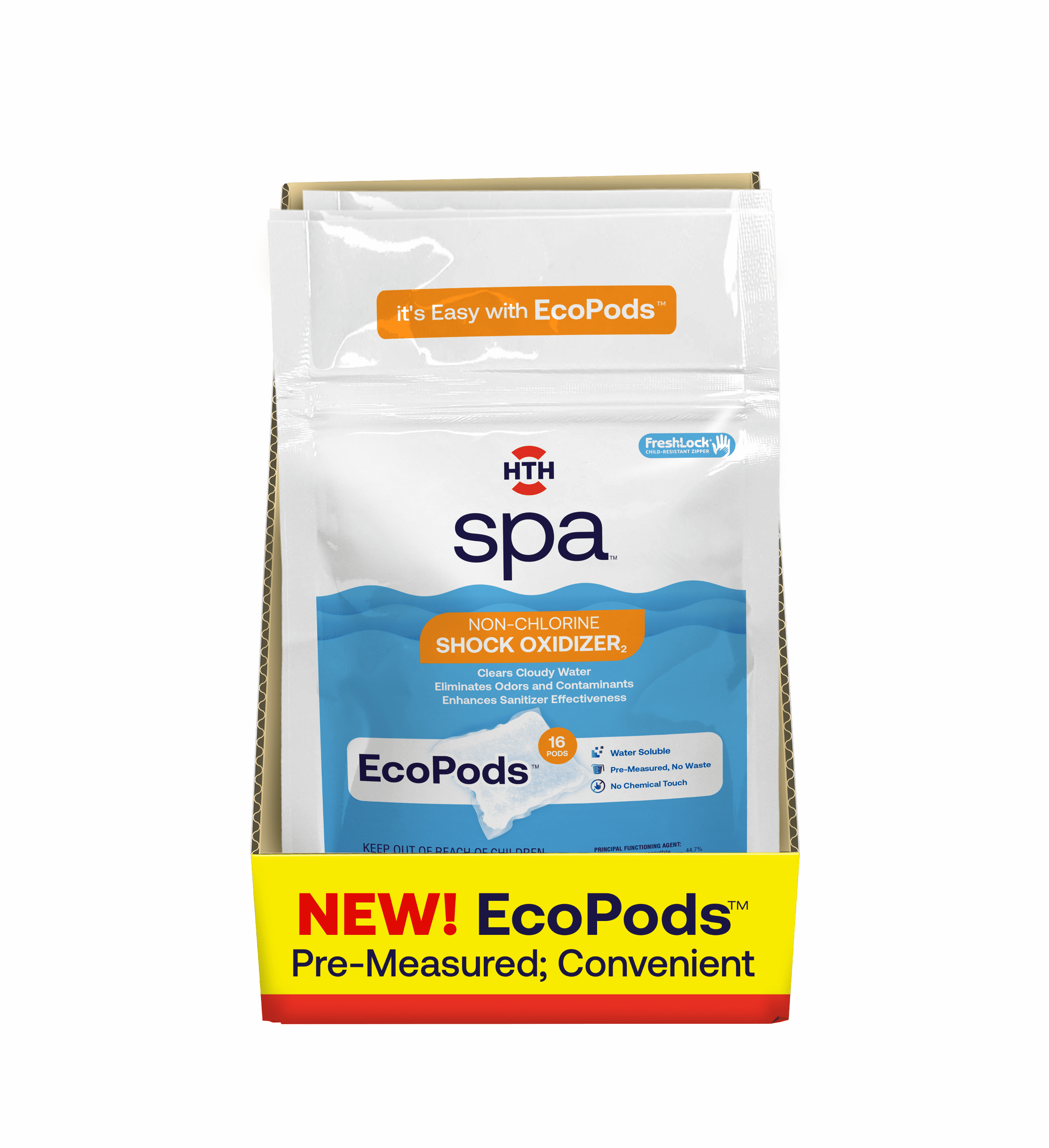 HTH Spa Care EcoPod Non-Chlorine Oxidizer - Effervescent Water Treatment Pods, 2 lb