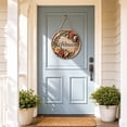 thumbnail image 5 of Welcome Sign for Front Door Hanging Wooden Plaque with Artificial Leaves Round Rustic Wood Farmhouse Wreath Porch for Housewarming Home Front Door Decor, 7.87 Inch Classic Foliage,Retro Style, 5 of 9