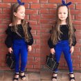 thumbnail image 3 of Vedolay Fall Outfits for Girl 2Pcs Fashion Girl Long Sleeve Knitted Crop Top Casual Pants Fall Outfits Set,Blue 90, 3 of 4
