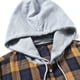 thumbnail image 5 of Ceisia Men's Casual Plaid Patchwork Hooded Button-Up Long Sleeve Shirt Gift, 5 of 9