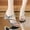 Silver, variant on Women's Rhinestone Block Heel Mules, Sparkly Crystal Embellished Open Toe Slide Sandals, Chunky Heel Dress Shoes Black 9(42)
