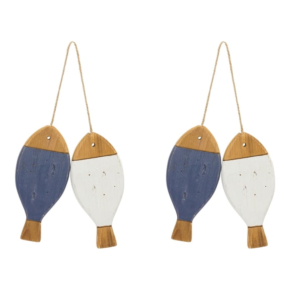Melrose Fir Wood Fish Ornament Set of 2