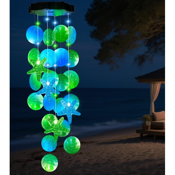 Lámpara exterior Solar Wind Chimes Cerflyer Capiz Shell