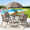 Brown, variant on Arlopu 6pcs Outdoor Patio Dining Set, Patio Table & 4 Folding Textilene Chairs & 65″ Umbrella for Poolside Backyard Garden, Brown