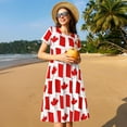 thumbnail image 4 of Saiise Robe d'Été à Motif Canada pour Femmes, T-Shirt Décontracté à Manches Courtes, Robe Soleil Fleurie, Couvre-Maillot de Plage avec Poches, 4 of 6