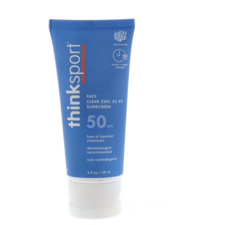 think Thinksport®, Face Clear Zinc 23.4% Sunscreen, SPF 50, 2 fl oz (59 ml)
