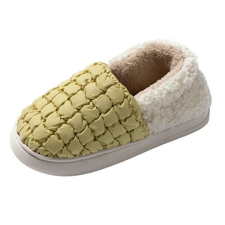 

GWAABD Cute Womens Slippers Couple Female Puff Cotton Slippers Bag Heel Autumn and Winter Lightweight Indoor Home Thick Bottom Warm Confinement Cotton Shoes for Outer Wear