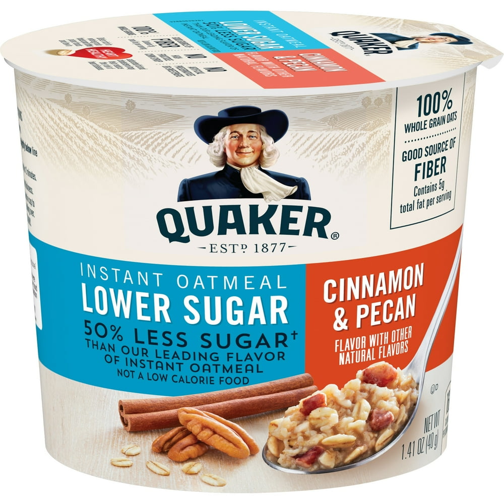 Quaker Instant Oatmeal, Lower Sugar Cinnamon & Pecan, 1.41 oz Cup
