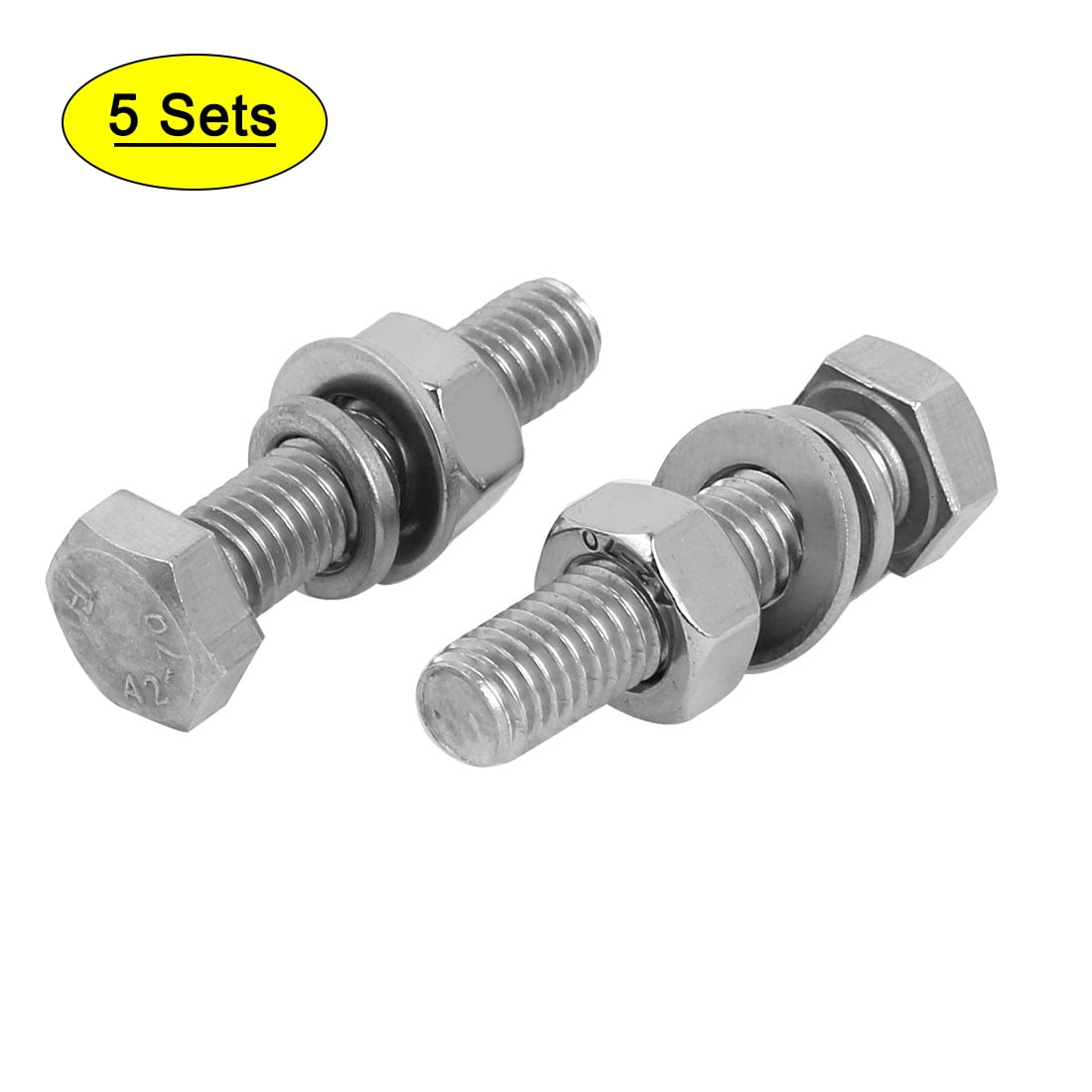 uxcell 10Pcs M4x90mm 304 Stainless Steel Knurled Hex Socket Head Bolts Nuts Set w Washers 