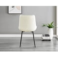 thumbnail image 6 of Furniturebox UK Pesaro Modern Adult Off-White Velvet Dining Side Chairs, Set of 2 (Black Legs), 6 of 6