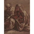 thumbnail image 2 of Sigismondo Caula 12x14 Gold Ornate Wood Frame and Double Matted Museum Art Print Titled - Two Seated Bearded Male Figures (1637-1713), 2 of 4