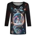 thumbnail image 5 of LiMoi Women's Round Neck Tshirt for Christmas Three Quarter Sleeve with Xmas Print Tees Tops Blouse My Items, 5 of 6