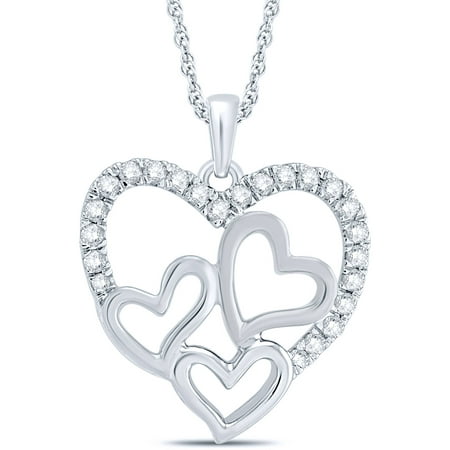 1/3 Carat T.W. Diamond Heart Pendant, Sterling Silver, 18 Chain