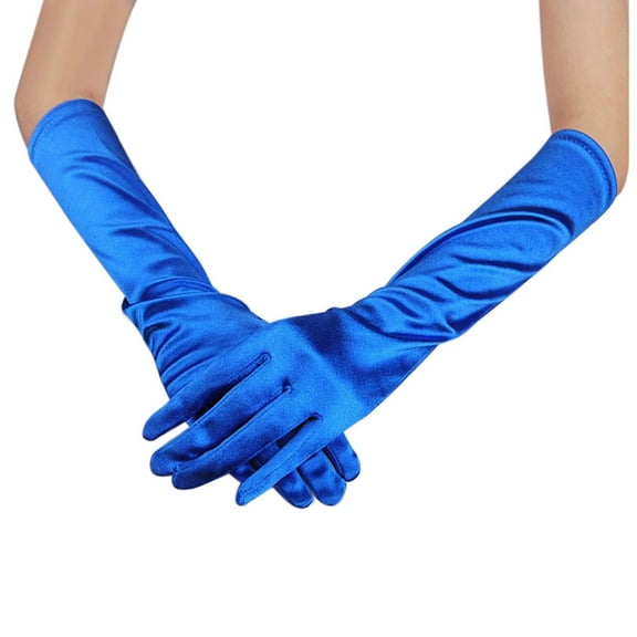 TRUBKH Fingerless Gloves for Women Silk Gloves Long Gloves Women Formal Satin Gloves Long Gloves Opera Gloves Fingerless Gloves Blue One Size