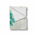 thumbnail image 2 of Teal Soft Flannel Fleece Throw Blanket, Vintage Inspired Floral Design with Abstract Vibrant Colored Natural Elements, Cozy Plush for Indoor and Outdoor Use, 70" x 90", Turquoise Beige, by Ambesonne, 2 of 6