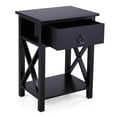 thumbnail image 2 of 2PCS Rustic Nightstand with Drawers, Modern Wood Side Table with X-Shape Metal Sides, Rustic Black End Table Furniture for Living Room Bedroom Office, 2 of 9