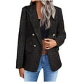 thumbnail image 3 of Bxsruta Jacket for Women, Classic Fit Women's Long Sleeve Wool Blend Blazer, Single-Breasted Casual Suit Jacket for Office Wear, 3 of 7