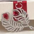 thumbnail image 3 of Broche en Plume de Paon CZ de Style Vintage Grande Blanche-Rouge, 3 of 5