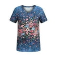 thumbnail image 4 of SpringTTC Women Floral Print V Neck Straight Baggy T-Shirts, 4 of 4