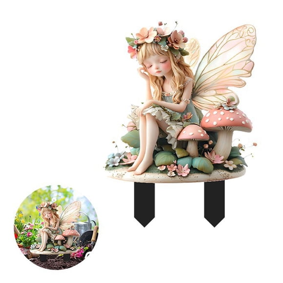 SLYNSHome Garden Decorations Outdoor Acrylic Fairy Forest Elves Stake Yard Accessories Art Housewarming Gift for Patio,Lawn Ornament