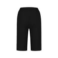 thumbnail image 4 of Ecqkame Women's Summer Cotton Linen Shorts Loose Straight Leg Pants Solid Color Side Slit Buttons Five Quarter Pants with Pockets Black XL, 4 of 6