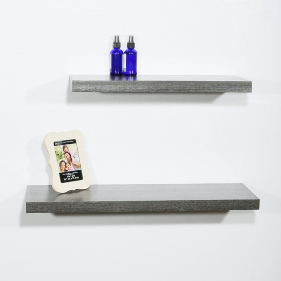 Set of 2 Modern and Contemporary Black Oak Floating Shelf - 31.5*9.25*1.5 inches