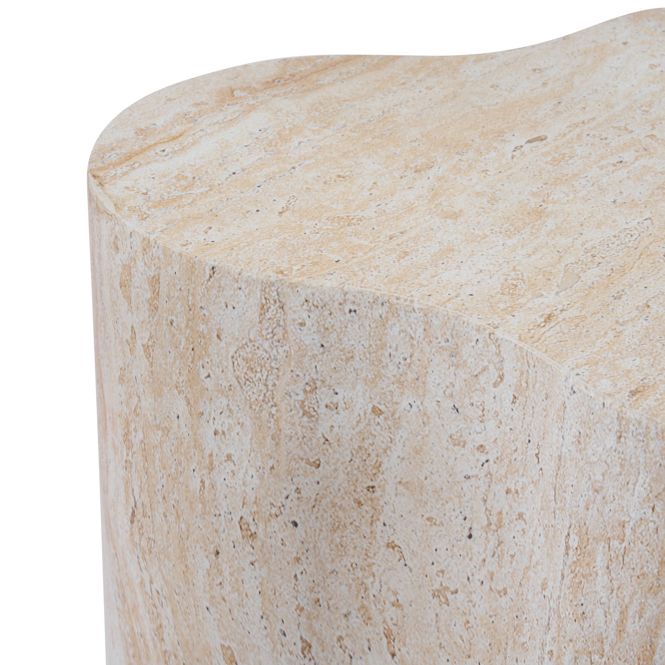Christopher Knight Home 18"H Outdoor Indoor Accent Side Table, Organic Travertine-Look, Light Beige