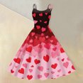 thumbnail image 2 of LWavelet 2026 Valentine's Brunch Outfit Must-Have Dress, Spaghetti Strap Heart Print Fitted Waist Flared Sundress Wine L, 2 of 4