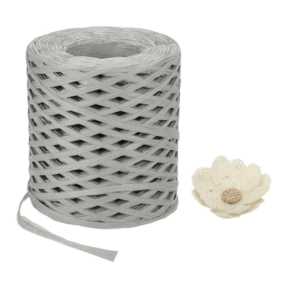 Uxcell Raffia Paper Craft Ribbon 200m/656ft Raffia Ribbon Raffia String Kraft Packing for Gift Wrapping, Crafting Supplies (Gray)