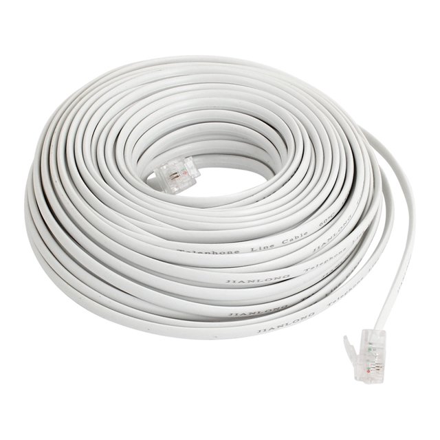 Unique Bargains Flexible RJ11 6P2C Telephone Extenstion Cable White 20M Long