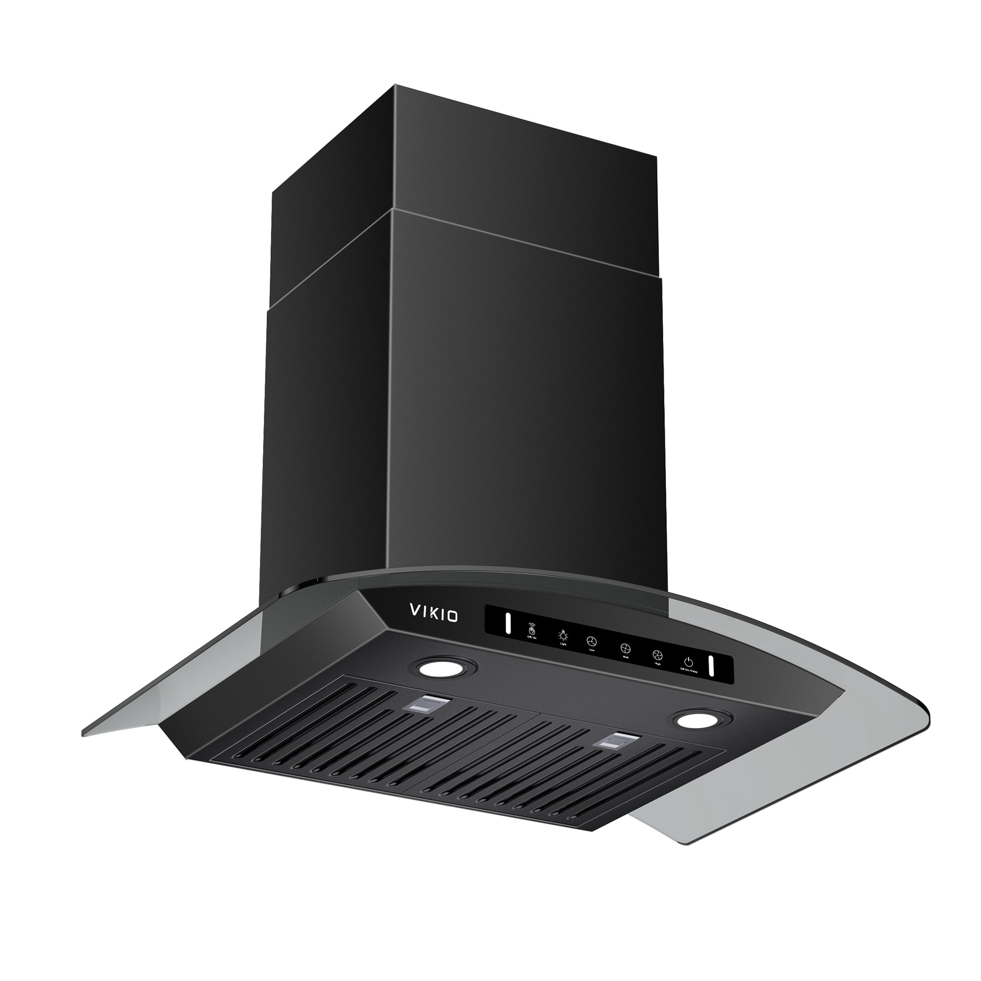 VIKIO 30 inch Wall Mount Range Hood, Stainless Steel and Glass, 800 CFM, 3-Speed, Ducted, Gesture Sensing Control&Touch Pad, Black