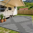 thumbnail image 4 of Nanan 8x10 Modern Geometric Outdoor Rug, All-Weather Waterproof Patio Mat, UV Resistant, Stain Resistant, Easy Clean Plastic Rug for Yard, Deck, Balcony, Camping,Gray White, 4 of 8