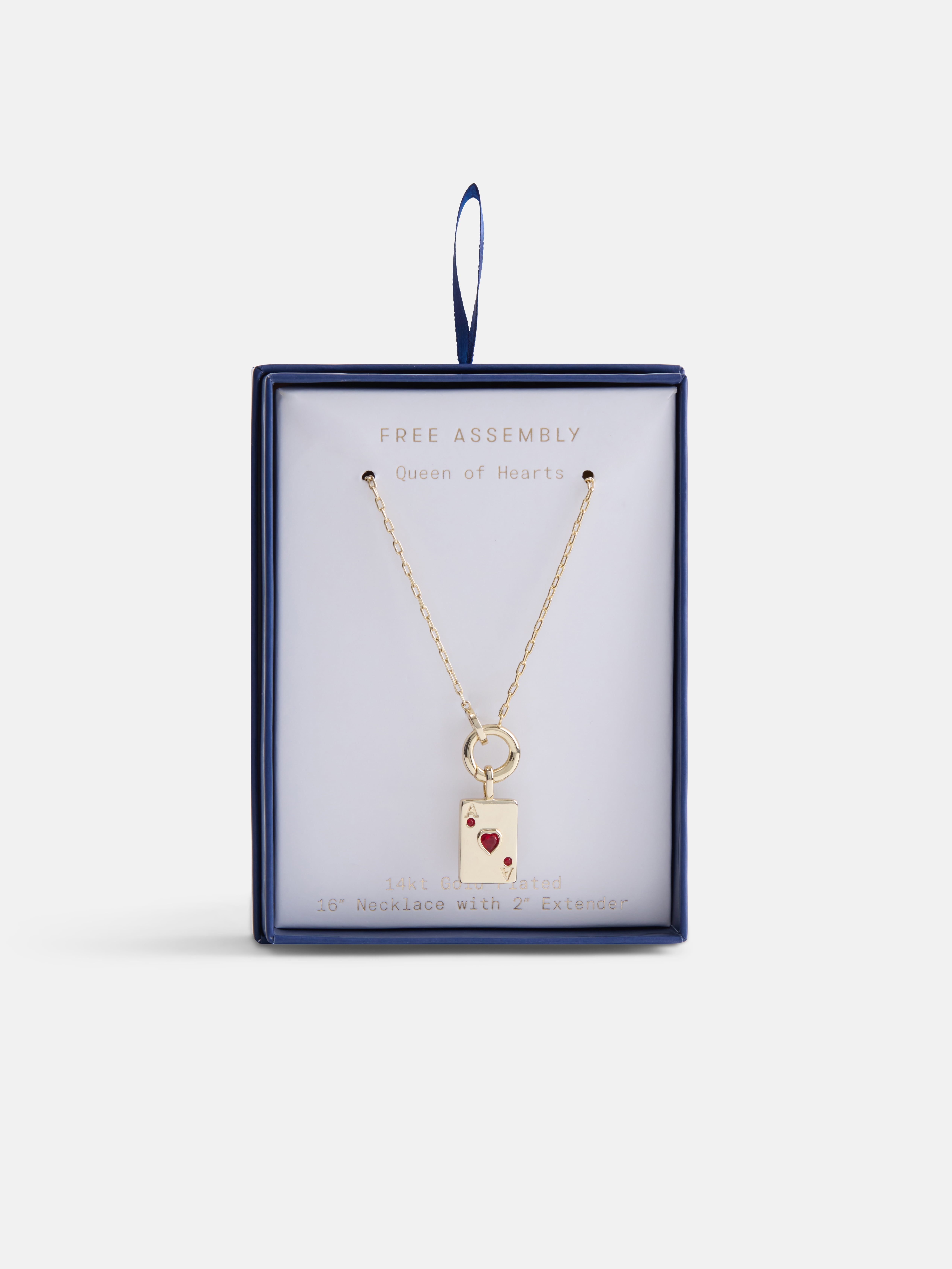 Free Assembly Women's Demi Fine 14K Gold Plated Playing Card Charm Necklace, 16" + 2" Extender