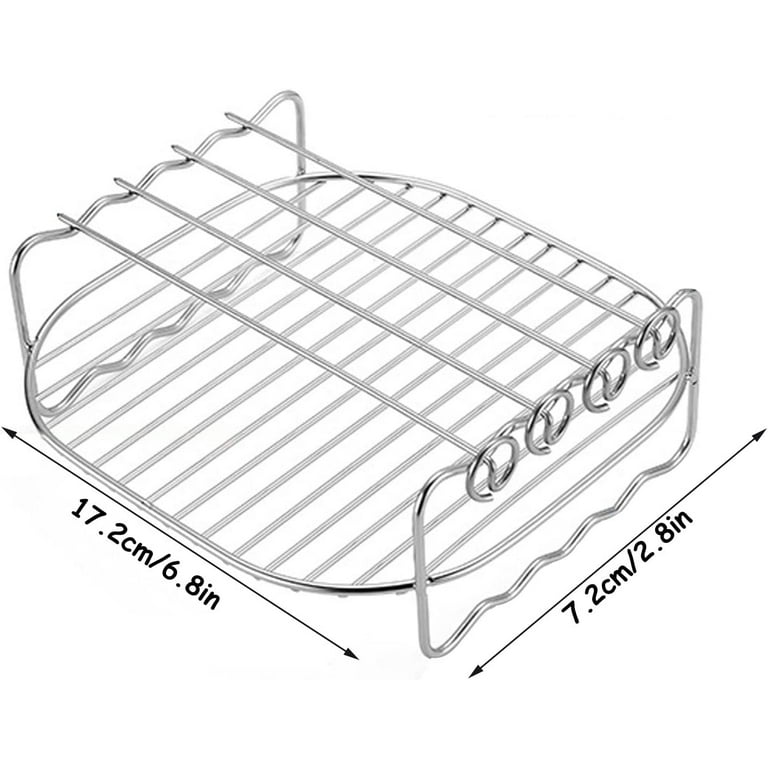 Air Fryer Double Layer Rack, Bomutovy 7 in Multi-purpose Rack with 4  Skewers Air Fryer Accessories Fits Most 4.2QT or Above