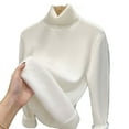 thumbnail image 2 of Wensltd Women High Neck Fleece Lined Knit Base Layer Top Slim Fit Winter Everyday Solid Color Long Sleeve Bottom Top, 2 of 4