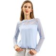 thumbnail image 2 of AllegK CamiDe GaCon Cuello Redondo Y BluCampesiDe ManLarCon Panel Floral De Encaje PaMujer Azul claro XL, 2 of 6
