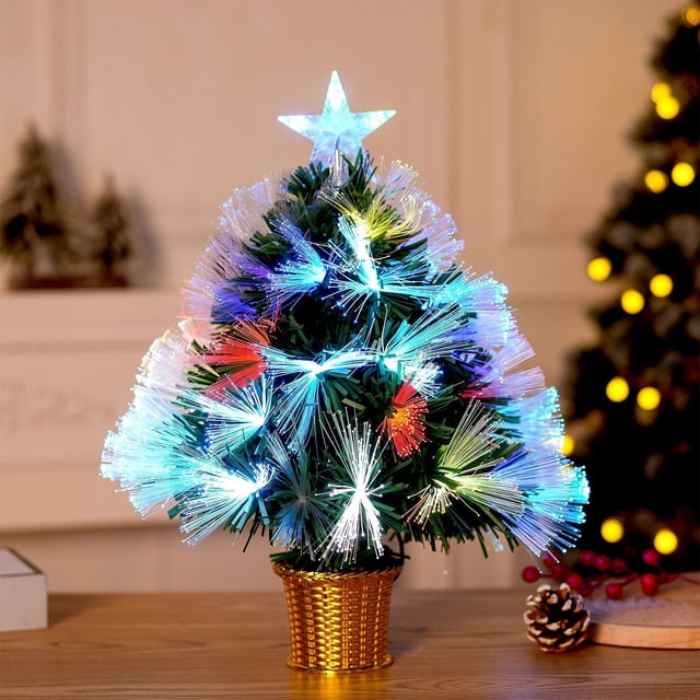 Artificial Christmas Tree With Light 17.7 Inch Christmas Decorations USB Powered Small Christmas Trees For Home Office Party Decorations