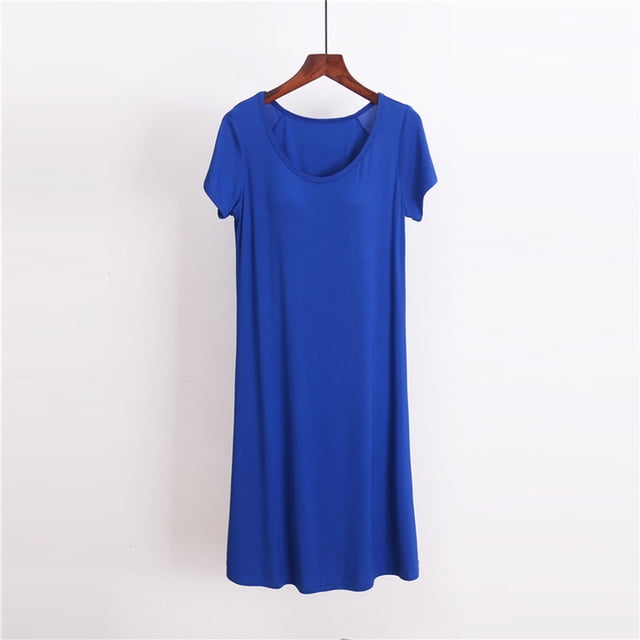 Camisón largo con tirantes para mujer, pijama de talla grande, vestido de casa para mujer, vestido de pijama corto con almohadilla para el pecho, estilo fino, camiseta sin mangas integrada, camisón de
