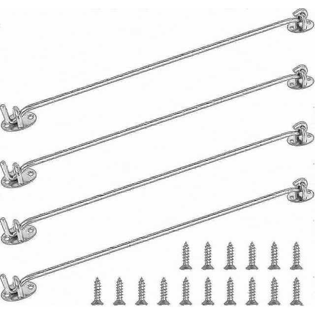 4-Pack Heavy-Duty Rustproof Wind Hooks for Windows and Doors, 16 Inch Stainless Steel Cabin Hooks
