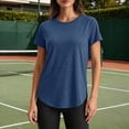 thumbnail image 5 of Otntypg Open Back Workout Tops for Women Summer Short Sleeve Crew Neck Yoga Pilates Tshirts Basic Solid Color Athletic Gym Fitness Tees Shirt, 5 of 10