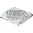 thumbnail image 2 of Chezmoi Collection 100% Cotton King Size Throw Blanket for Bed Sofa Couch, Boho Geometric Jacquard Woven Lightweight 4-Layer Reversible Cotton Thin Blanket, Multi-Color Natural Orange Blue 106x94, 2 of 10