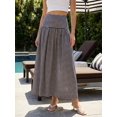 thumbnail image 2 of Brown Gingham A-Line High Waist Maxi Skirt Women Casual Flowing Skirt, 2 of 8