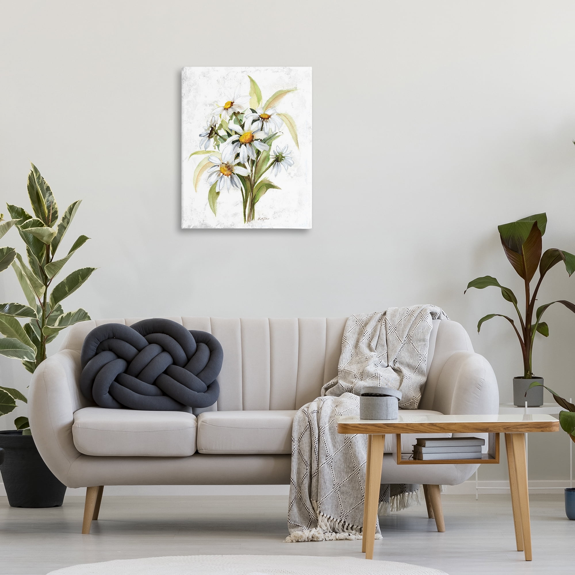 Stupell Industries Simple Daisy Bundle Botanical & Floral Painting Gallery Wrapped Canvas Art Print Wall Art, 24 x 30