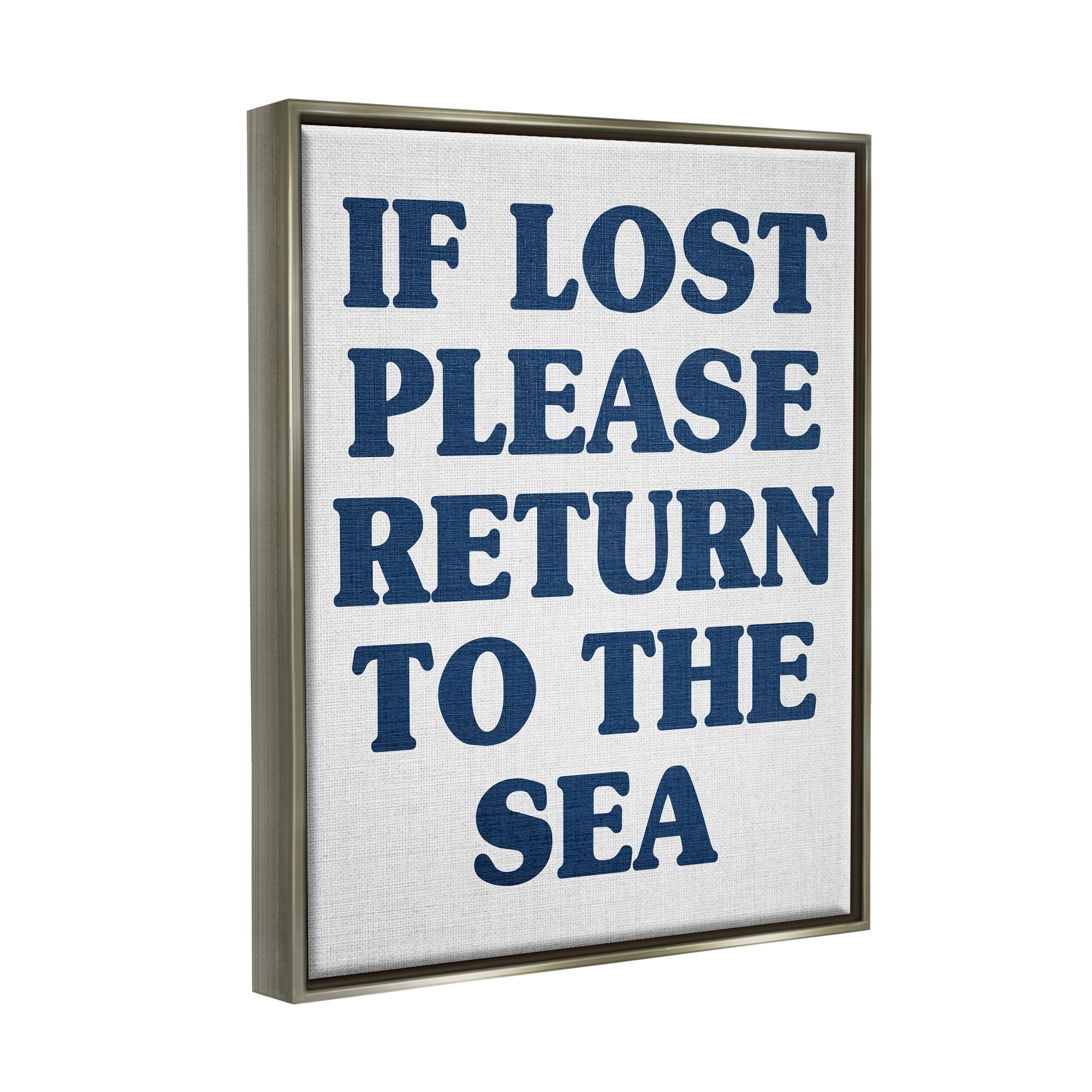 Stupell Industries Return to Sea Phrase Nature Painting Gray Floater Framed Canvas Art Print Wall Art, 17 x 21