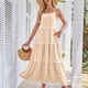thumbnail image 4 of Vestidos Puntoco para mujer, vestidos elegantes a la moda de verano con espalda descubierta y encaje en capas, sin mangas, con bolsillo y cintura, 4 of 8