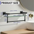thumbnail image 3 of Glass Shelf for Bathroom 16 Inch Bathroom Shelves with Towel Bar, Tempered Glass Shelves with Stainless Steel Towel Holder for Wall Shelf Sink Over Toilet (Matte Black), 3 of 4