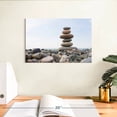 thumbnail image 3 of Elephant Stock Seaside Stone Stack Wall Art - Horizontal Canvas Wall Art - Living Room Wall Decor - Wellness Canvas - Gray And Blue Decor - 12" x 8", 3 of 8