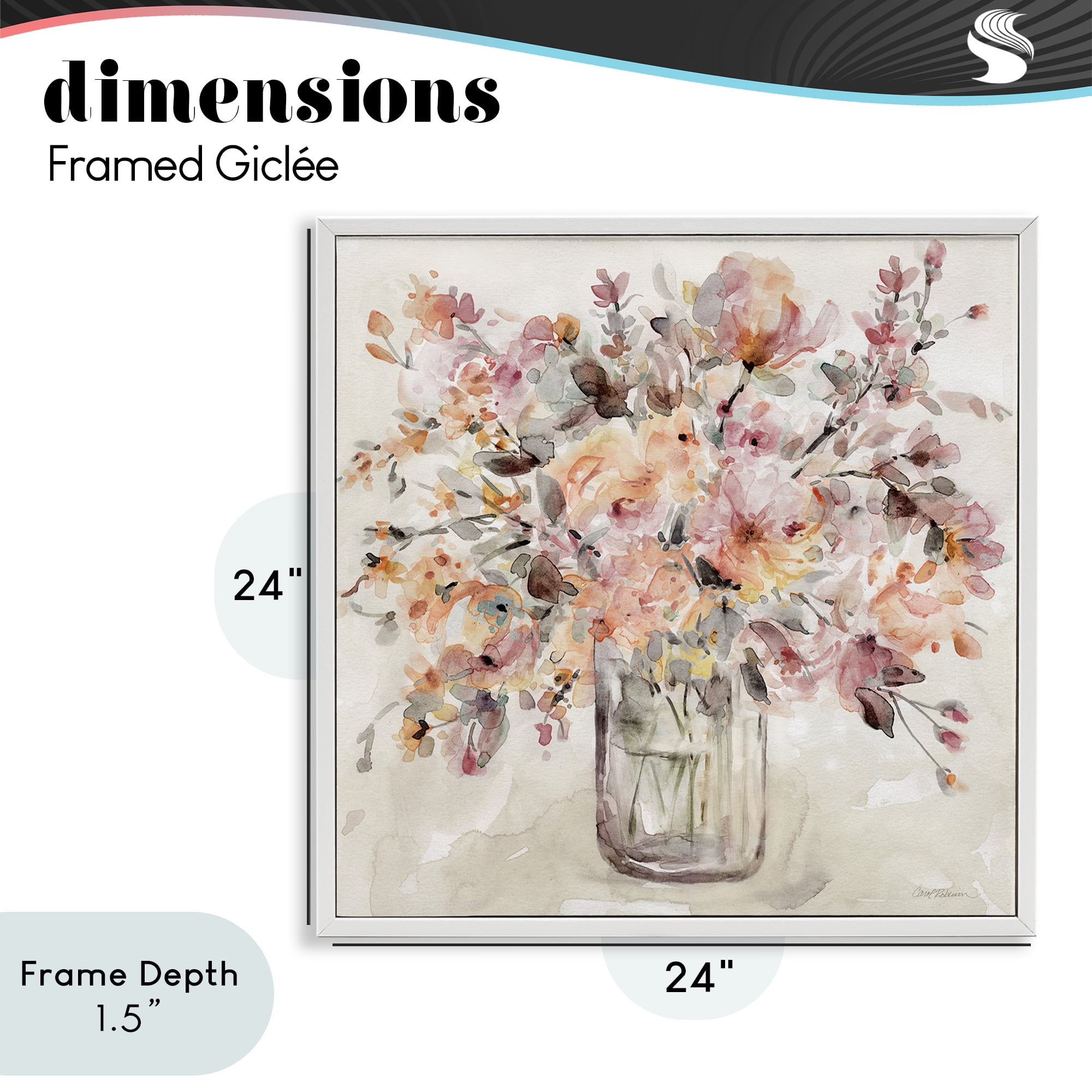 Stupell Industries Fluid Petals Watercolor Bouquet White Framed Giclee Art, design by Carol Robinson