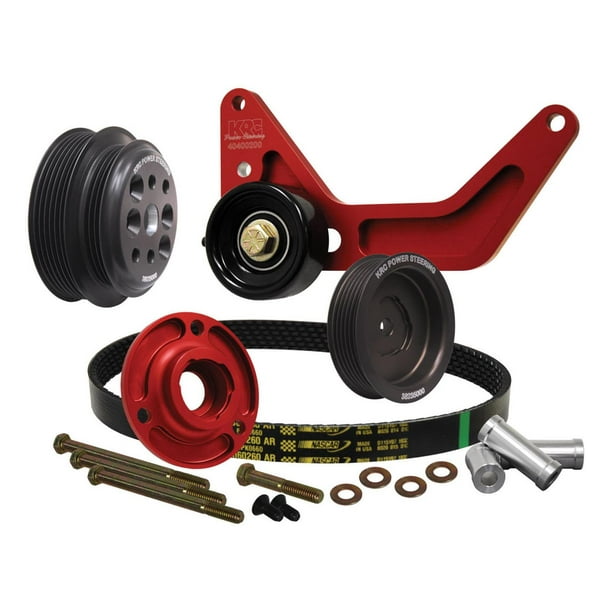 KRC Power Steering Aluminum SBC Serpentine Pro Series Pulley Kit P/N 37452000