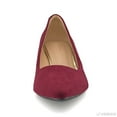 thumbnail image 2 of Women's Pointed Toe Pumps, 2 Inches Slip On Low Chunky Block Heels, Padded Latex Cushion, Burgundy,Size 12, 2 of 7